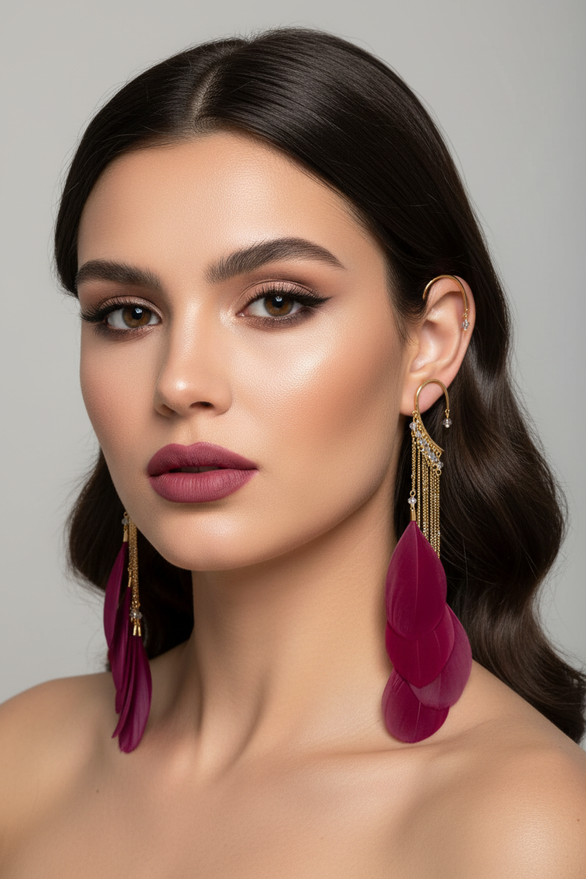 Pendientes bohemios con plumas