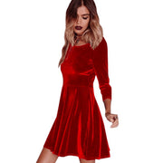 Ok- Samtkleid Olivia langärmlig mit Rüschen.