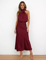 Vestido Summer de satén con cuello halter — vista 3