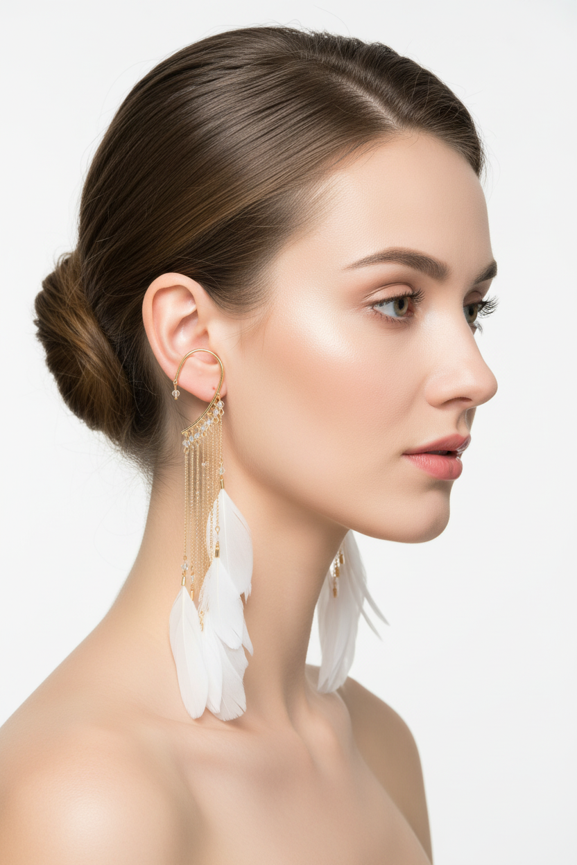Pendientes bohemios con plumas