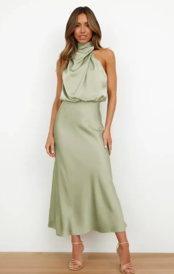Vestido Summer de satén con cuello halter — vista 7