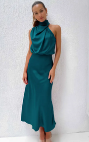 Vestido Summer de satén con cuello halter — vista 4